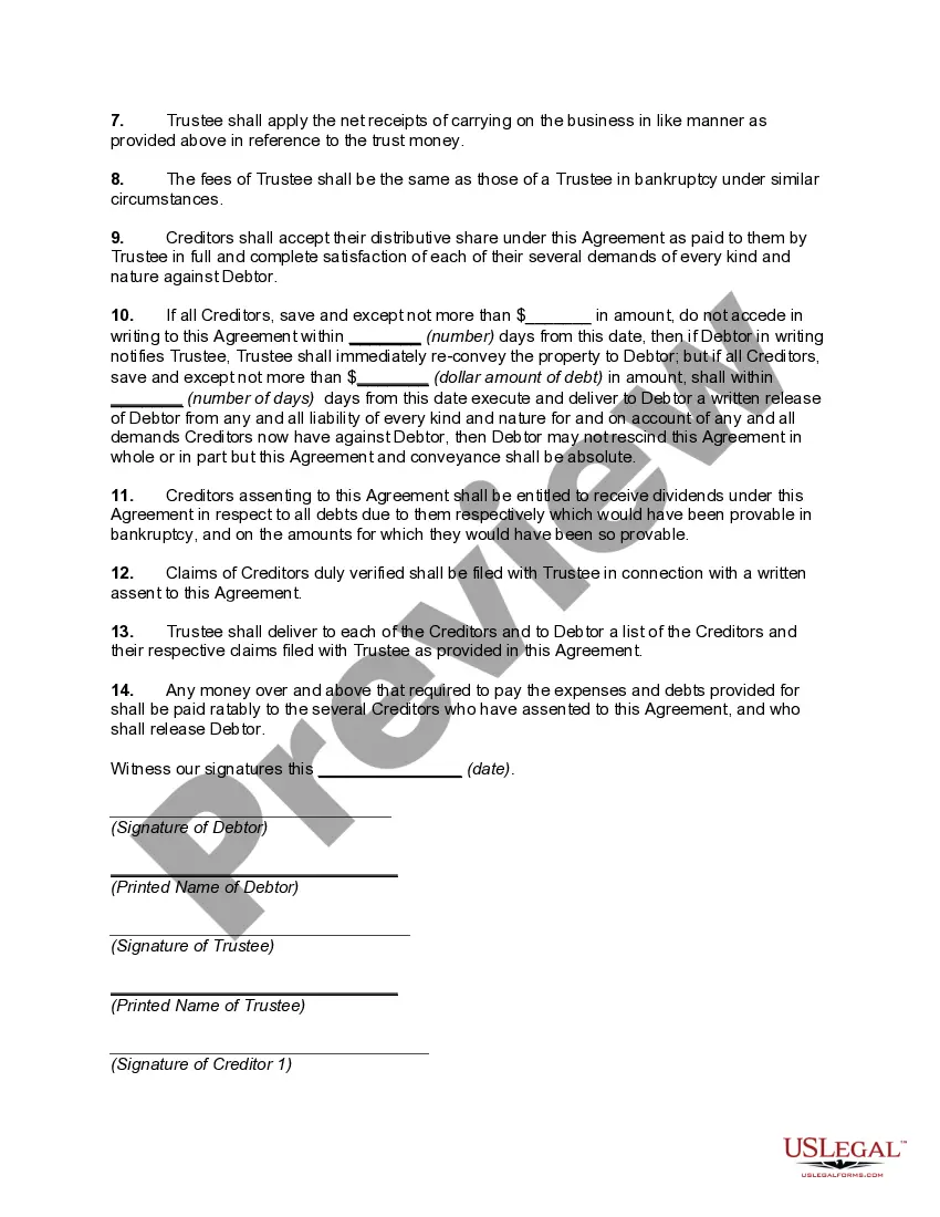 Get Composition with Creditors -- Transfer of Property to Trustee for Benefit of Creditors Preview Composition with Creditors -- Transfer of Property to Trustee for Benefit of Creditors