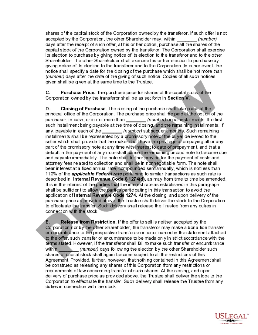 Preview Shareholders' Buy-Sell Agreement between Attorney Shareholders and Professional Corporation