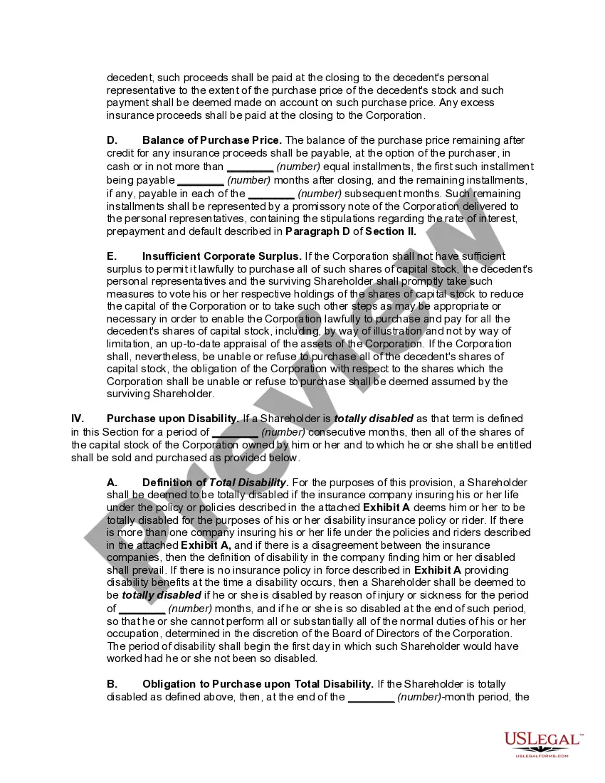 Preview Shareholders' Buy-Sell Agreement between Attorney Shareholders and Professional Corporation