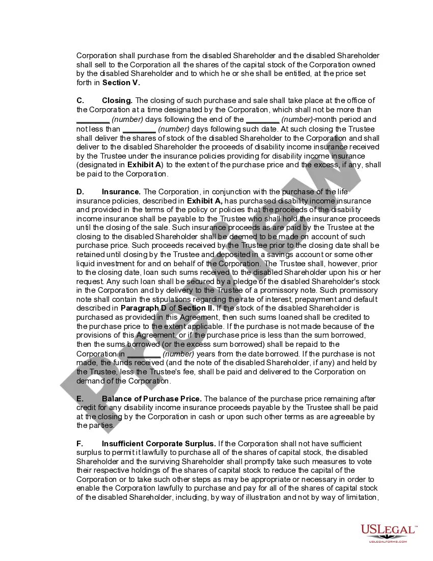 Preview Shareholders' Buy-Sell Agreement between Attorney Shareholders and Professional Corporation