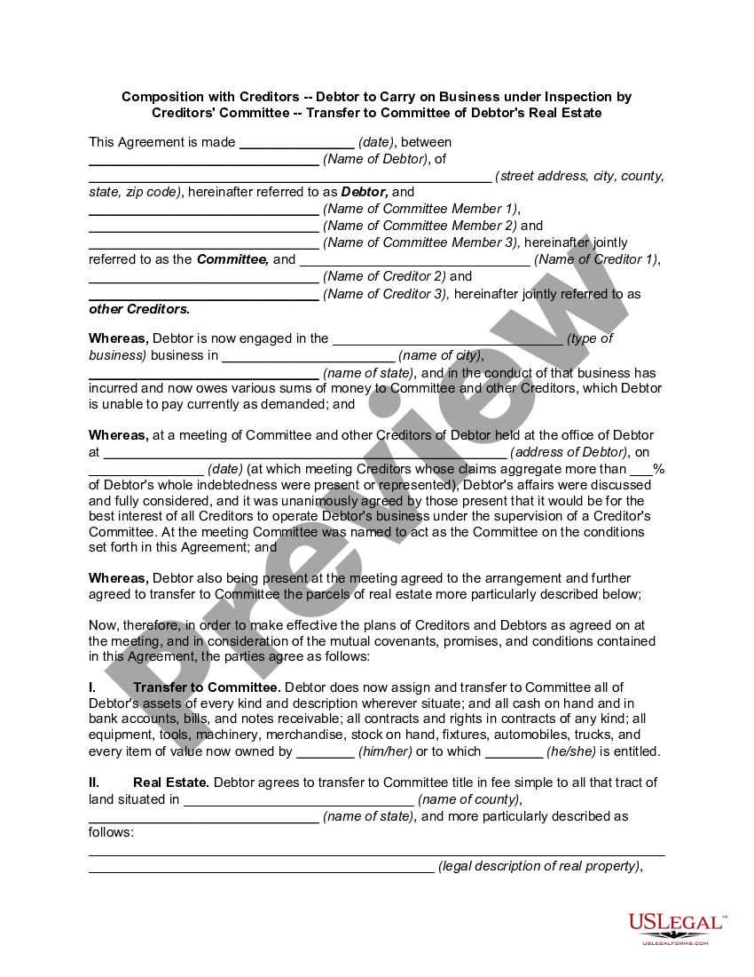 Composition with Creditors -- Debtor to Carry on Business under ...