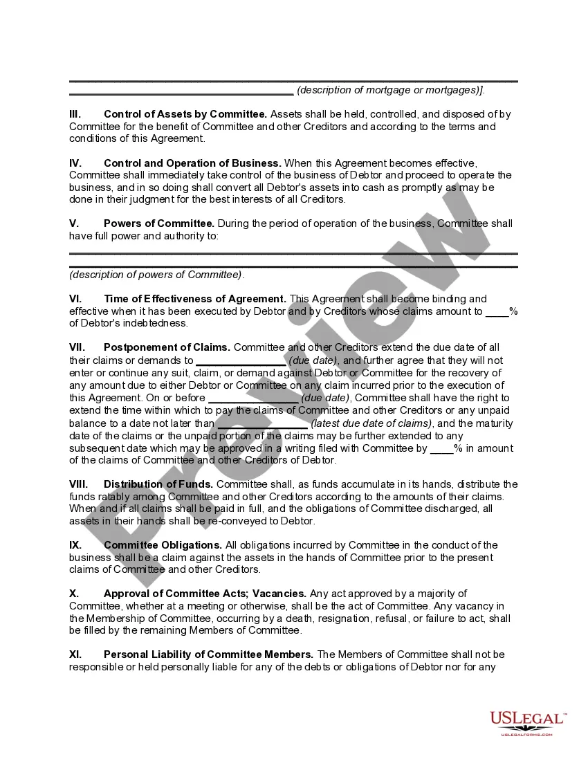 Preview Composition with Creditors -- Debtor to Carry on Business under Inspection by Creditors' Committee -- Transfer to Committee of Debtor's Real Estate