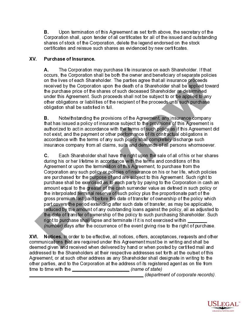 Preview Shareholders Agreement of Professional Corporation Owned by Physicians with Buy-Sell Provisions