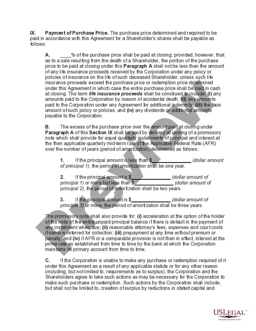 Preview Shareholders Agreement of Professional Corporation Owned by Physicians with Buy-Sell Provisions