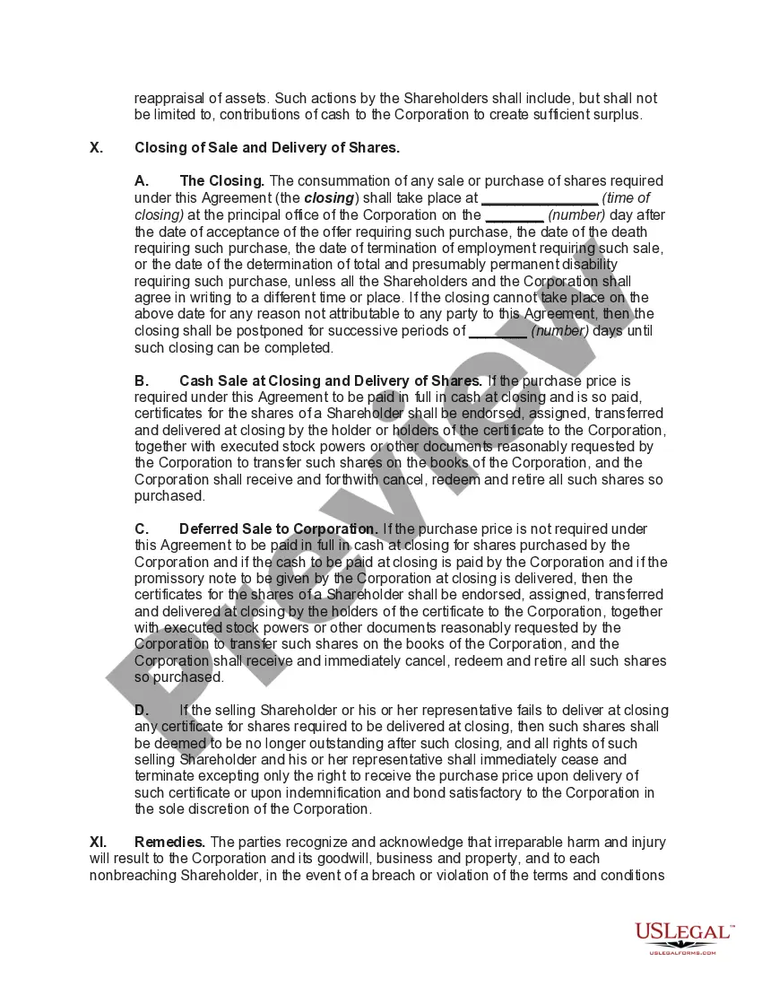 Preview Shareholders Agreement of Professional Corporation Owned by Physicians with Buy-Sell Provisions