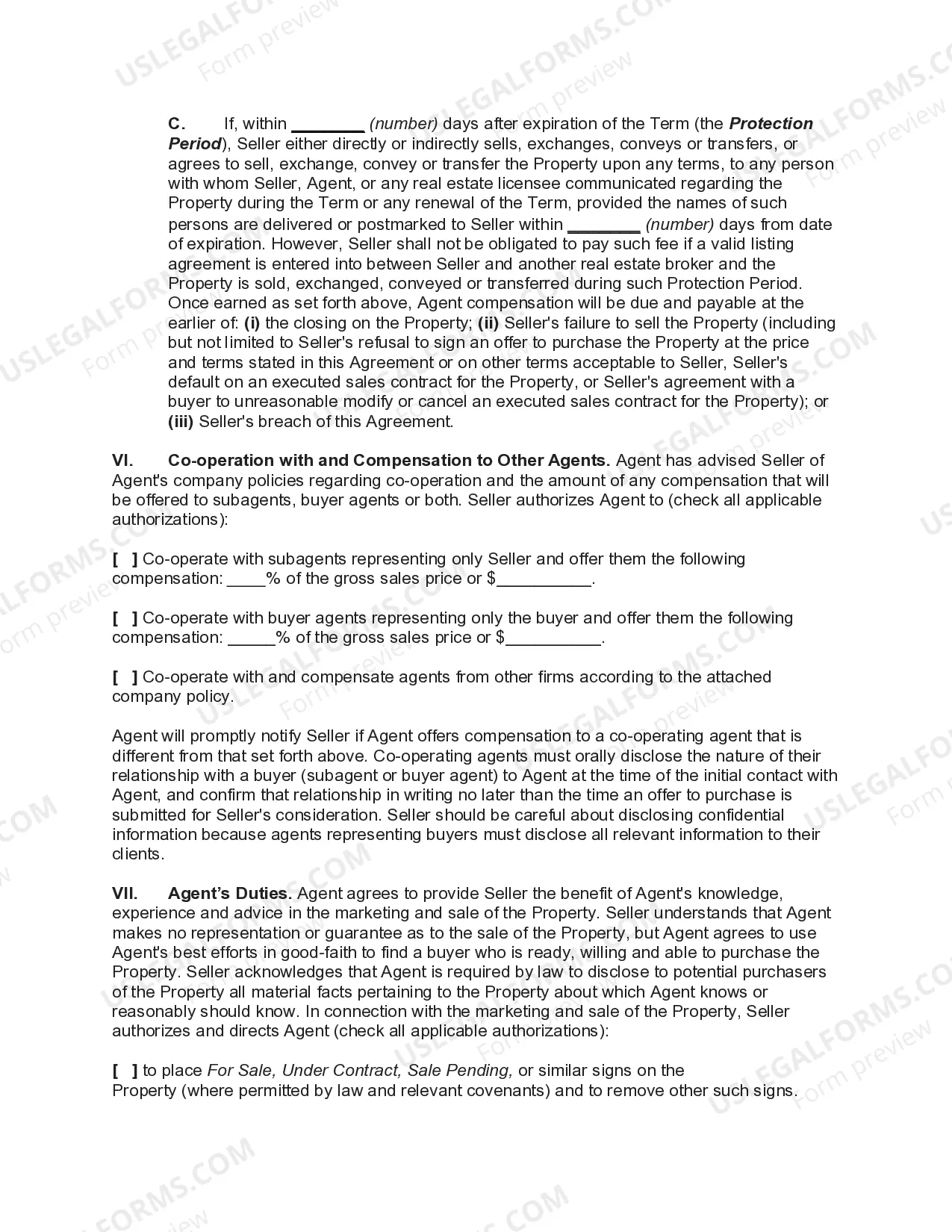 Preview Exclusive Listing Agreement for Sale of Vacant Land
