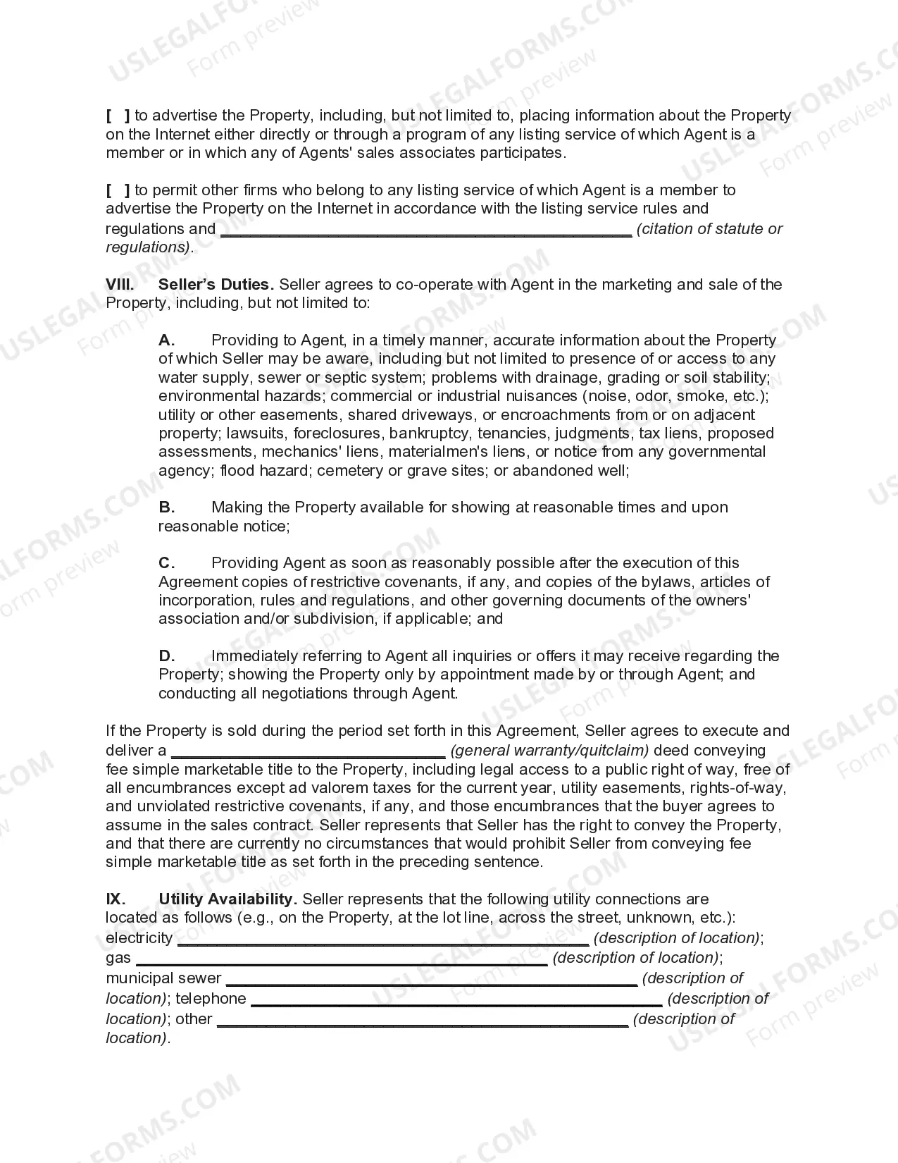 Preview Exclusive Listing Agreement for Sale of Vacant Land