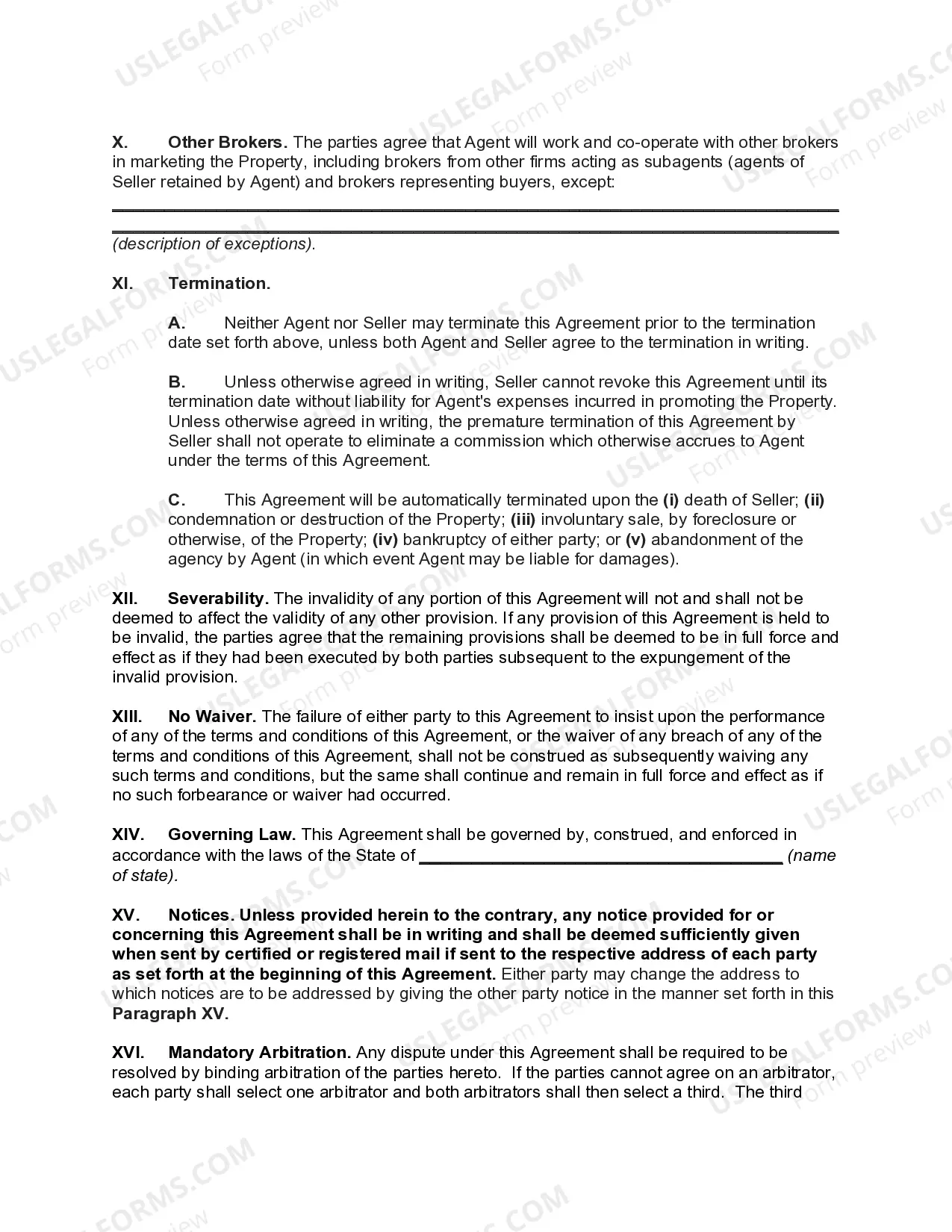 Preview Exclusive Listing Agreement for Sale of Vacant Land