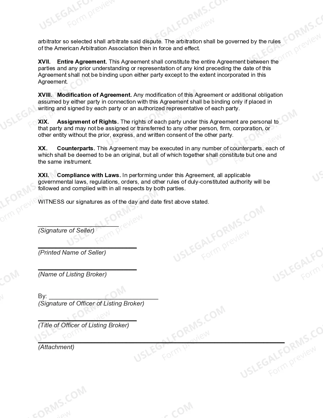 Preview Exclusive Listing Agreement for Sale of Vacant Land