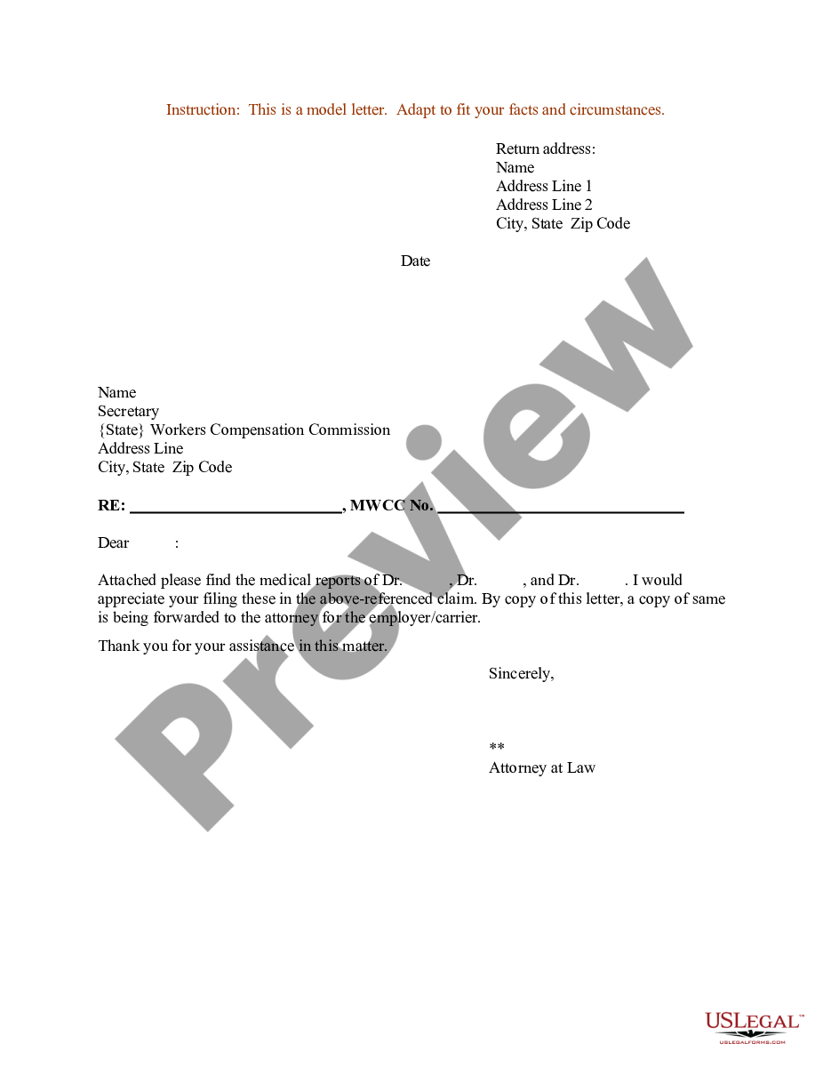 form Sample Letter for Enclosure of Medical Reports preview