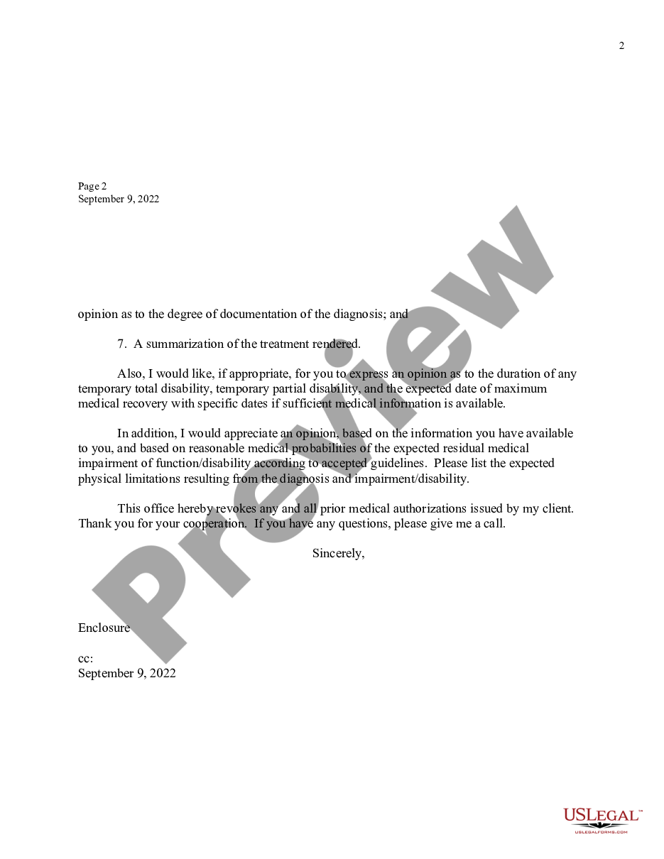 page 1 Sample Letter for Medical Authorization for Client Medical History preview