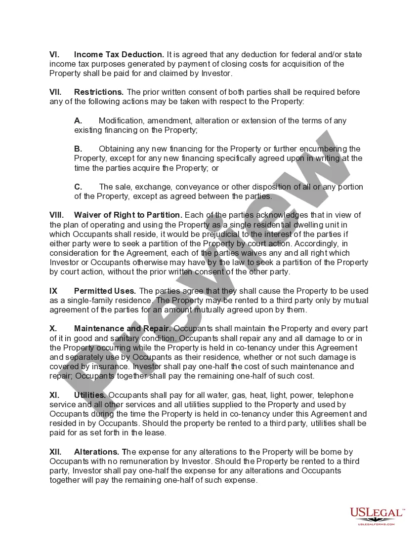 Get Shared Equity Financing Agreement in Connection with Joint Ownership, Occupancy, and Sale of Real Property Preview Shared Equity Financing Agreement in Connection with Joint Ownership, Occupancy, and Sale of Real Property