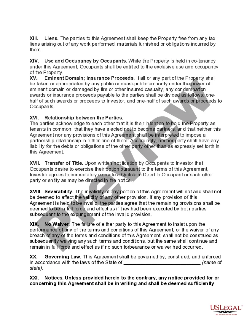 Get Shared Equity Financing Agreement in Connection with Joint Ownership, Occupancy, and Sale of Real Property Preview Shared Equity Financing Agreement in Connection with Joint Ownership, Occupancy, and Sale of Real Property