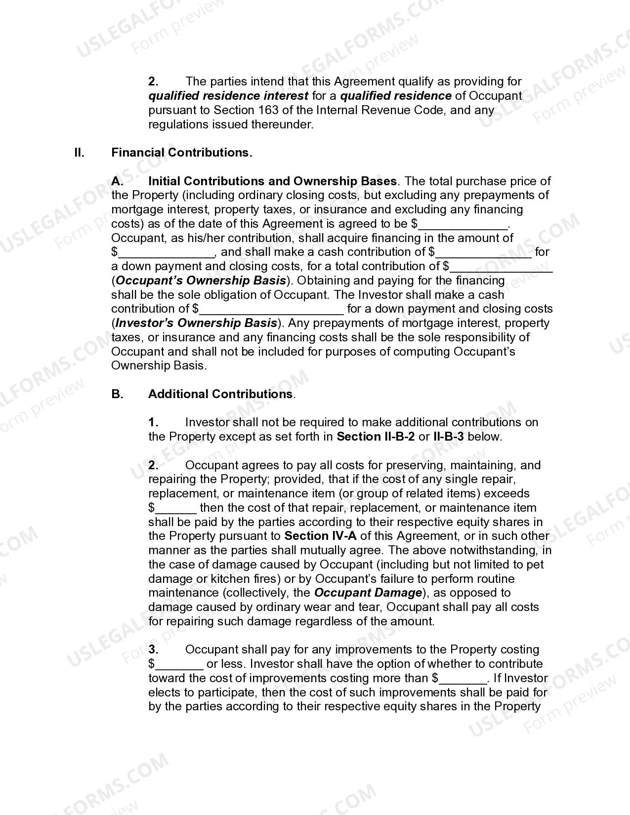 Preview Equity Sharing Agreement