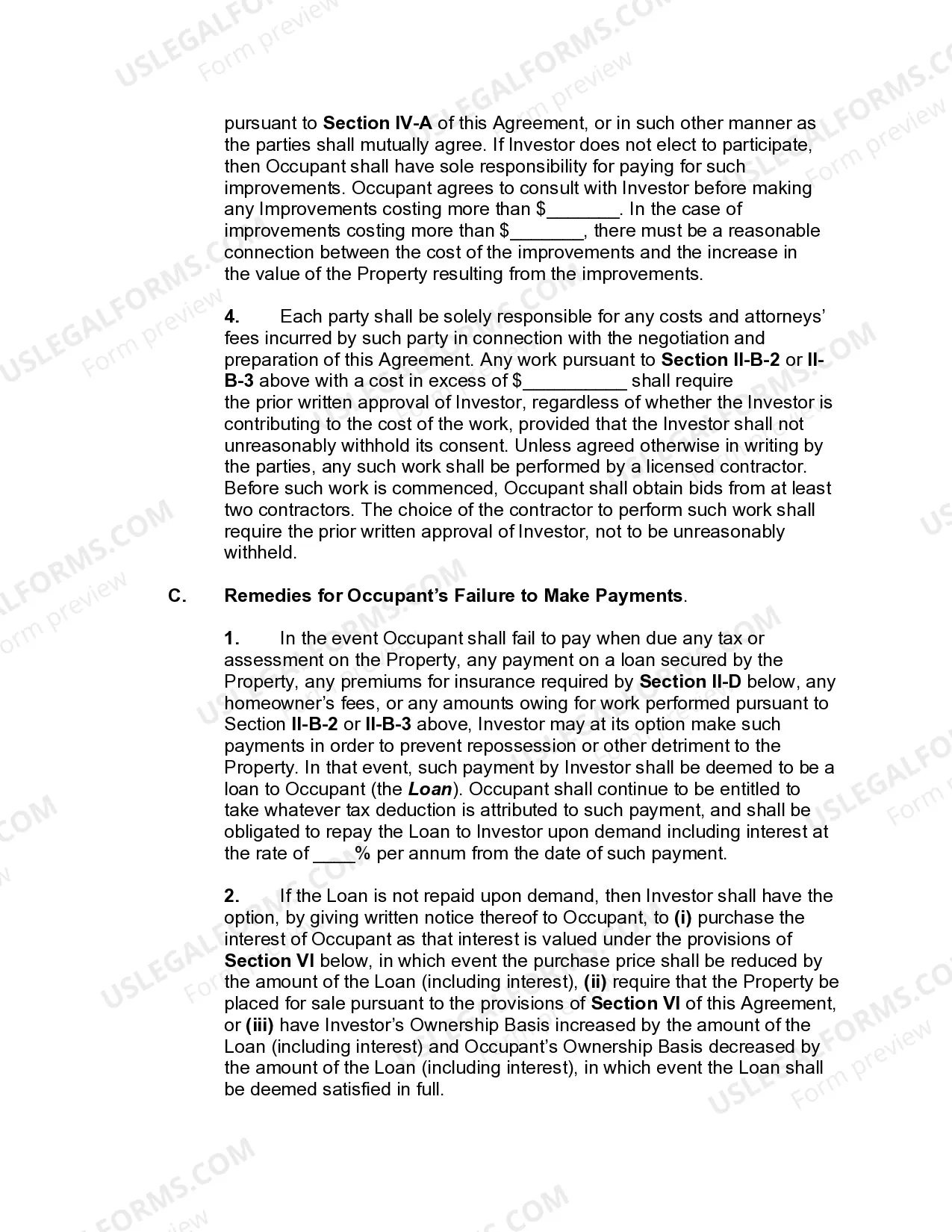 Preview Equity Sharing Agreement
