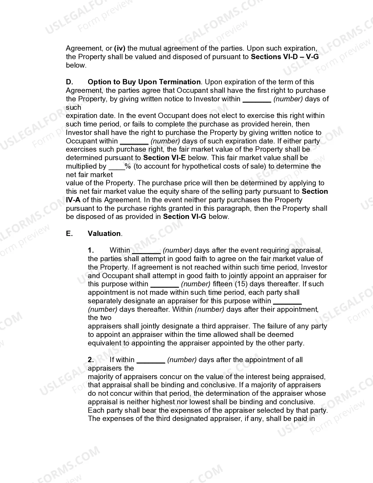Preview Equity Sharing Agreement