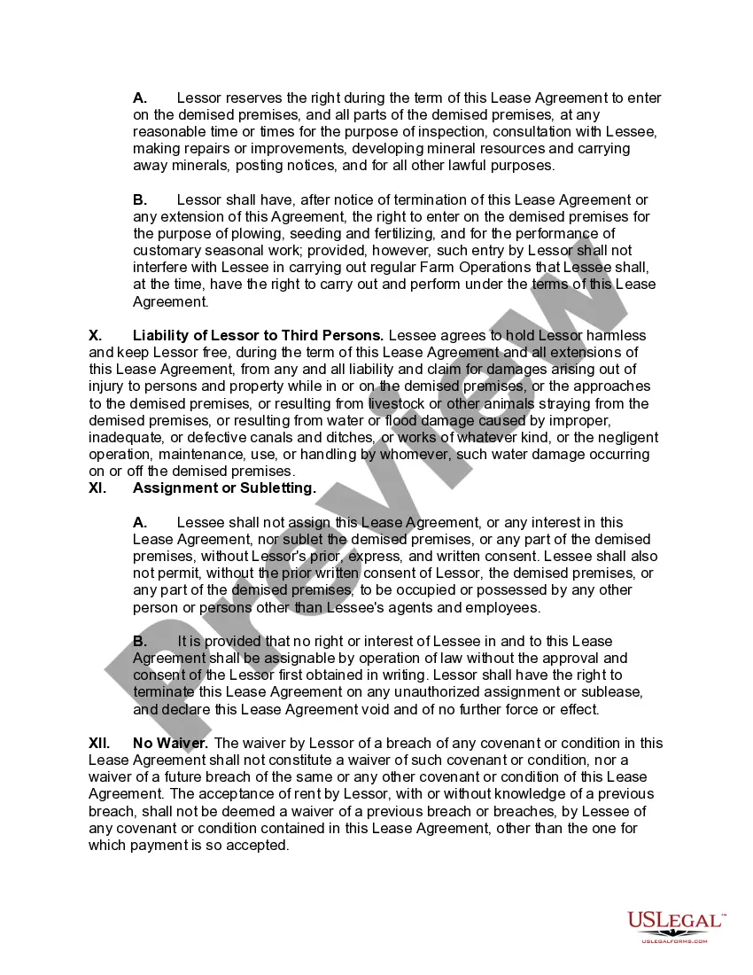 Preview Cash Farm Lease for Purpose of Producing Crops, Livestock, and Livestock Products, According to Land Use and Cropping Plan