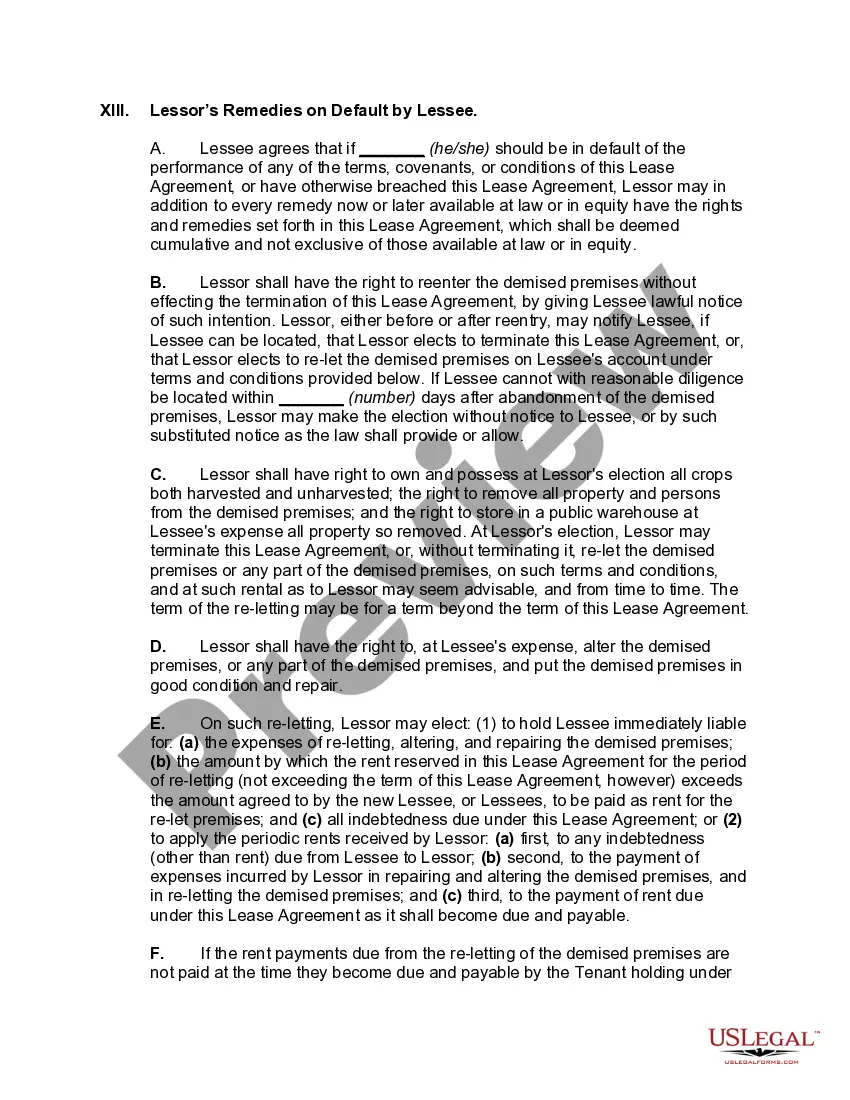 Preview Cash Farm Lease for Purpose of Producing Crops, Livestock, and Livestock Products, According to Land Use and Cropping Plan
