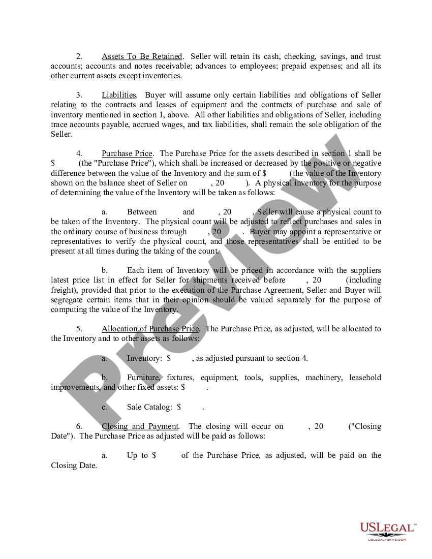 Sample Letter for Outline of Proposal to Purchase Certain Assets by the ...