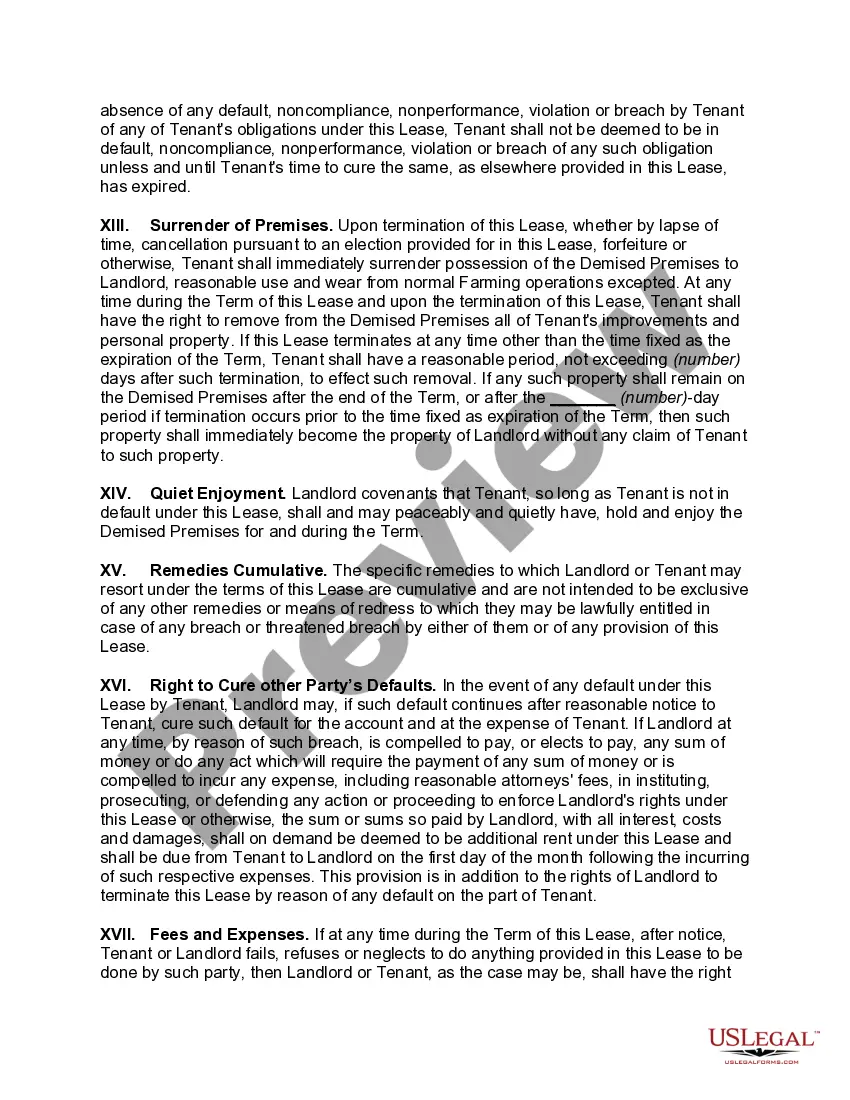 Preview Cash Farm Lease with Farm to be used only for Production of Crops