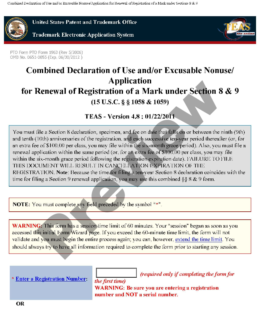 Combined Declaration of Use or Excusable Nonuse and Application for