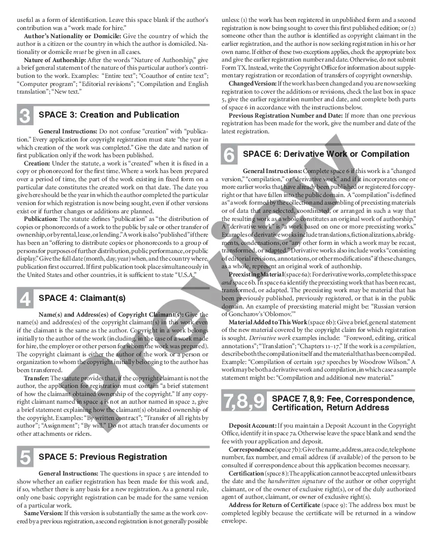 Preview Copyright Application - Non-dramatic Literary Works