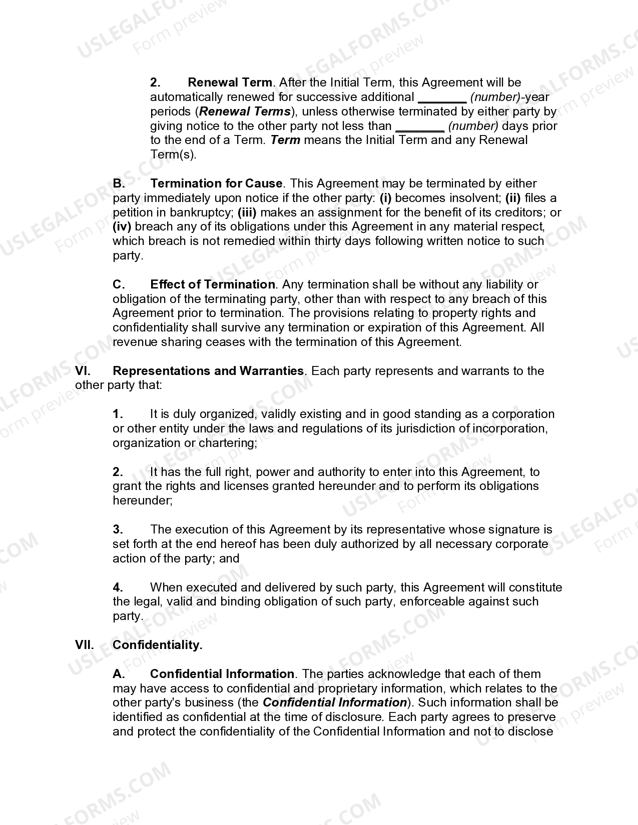 Content Licensing Agreement US Legal Forms
