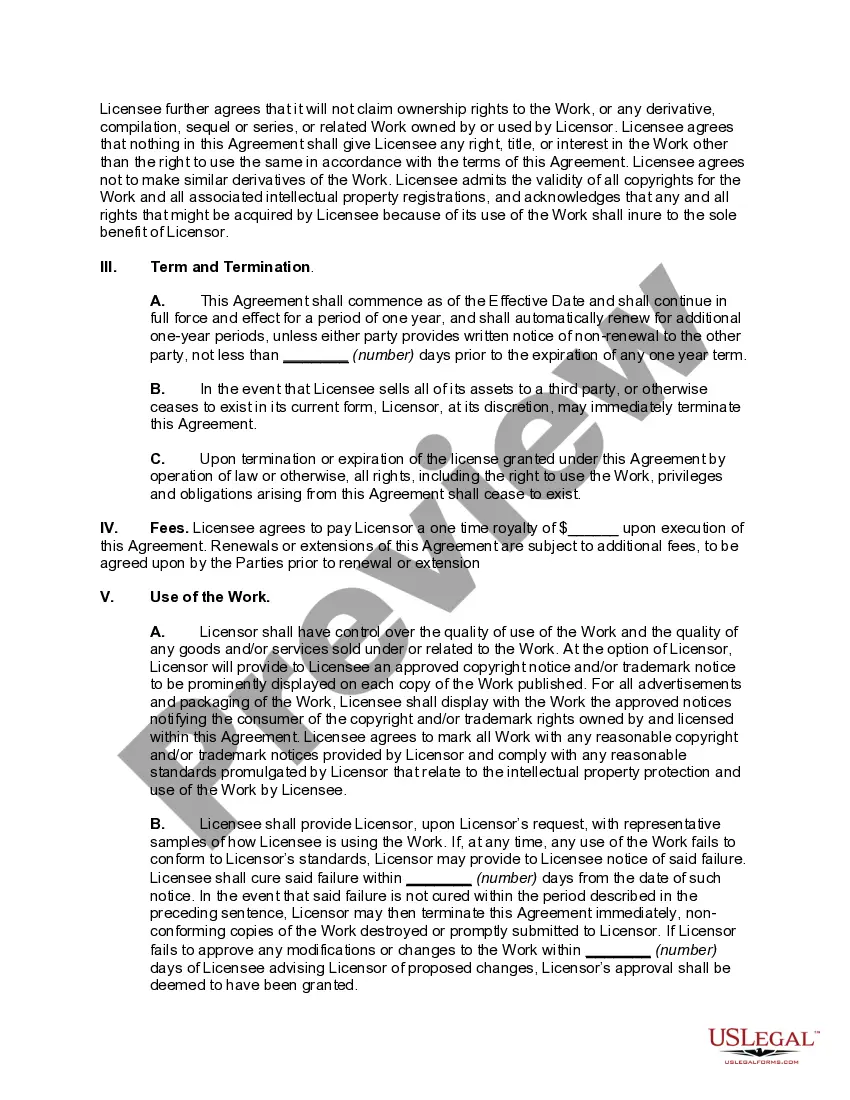 Preview Licensing Agreement for Creative Work