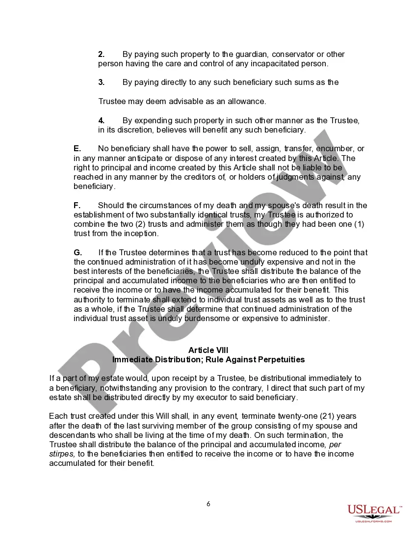 Get Will with Marital Deduction and Bypass Trust Preview Will with Marital Deduction and Bypass Trust