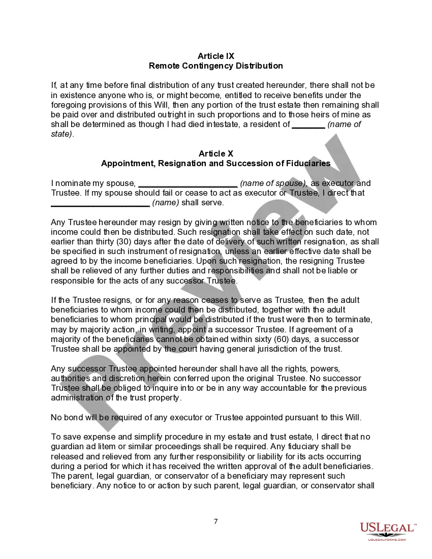 Get Will with Marital Deduction and Bypass Trust Preview Will with Marital Deduction and Bypass Trust