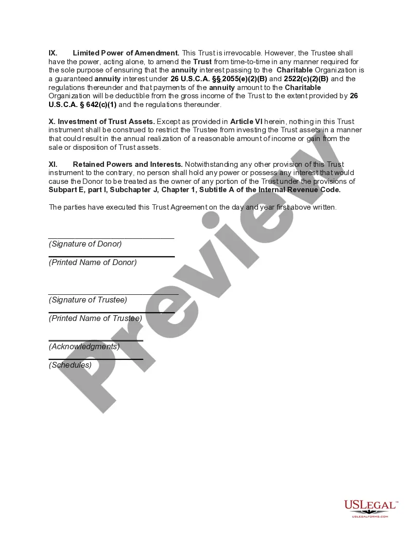 Preview Nongrantor Charitable Lead Annuity Trust