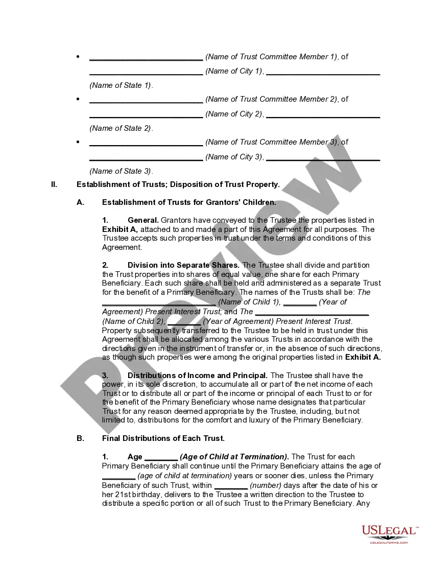 Preview Multiple Trusts for Children -- Trust Agreement for Minor Qualifying for Annual Gift-Tax Exclusion