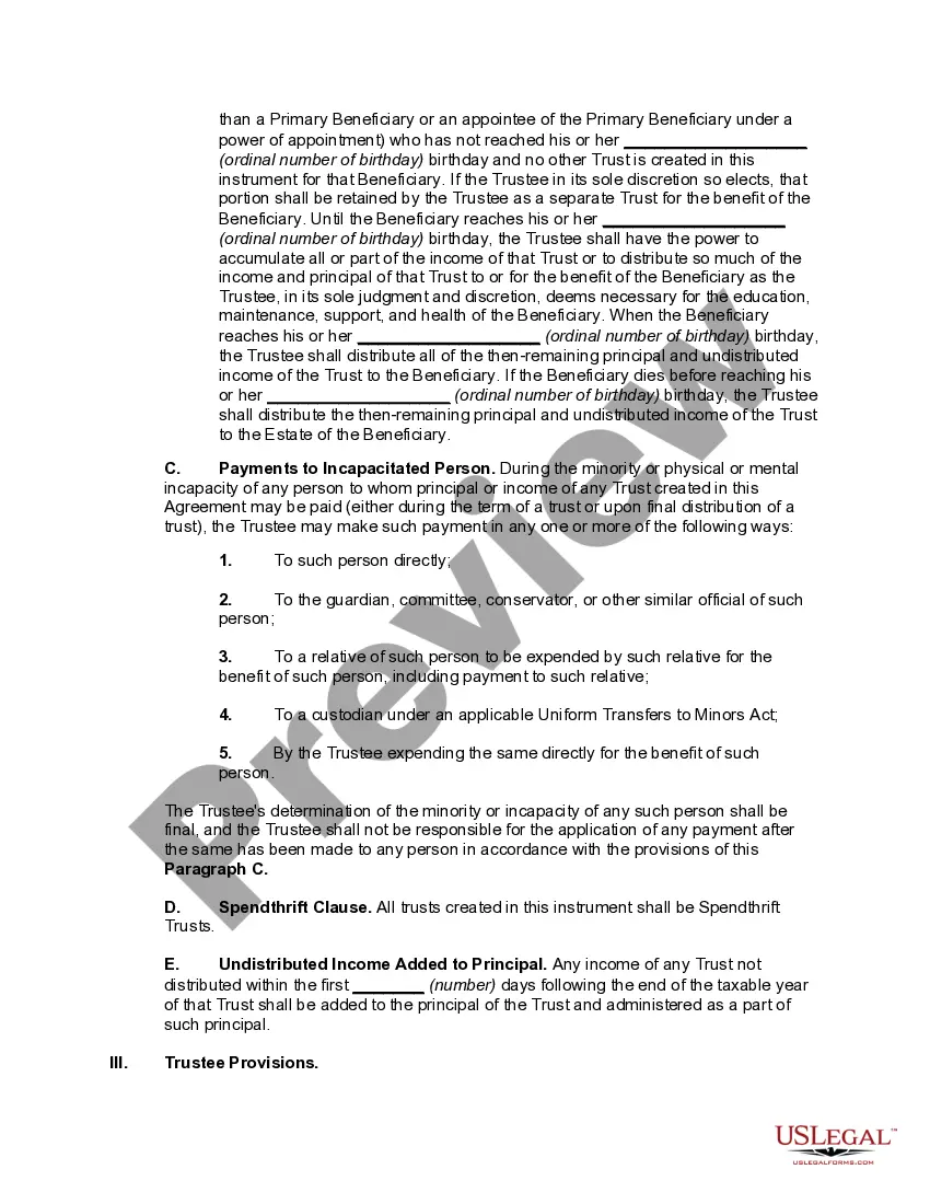 Preview Multiple Trusts for Children -- Trust Agreement for Minor Qualifying for Annual Gift-Tax Exclusion