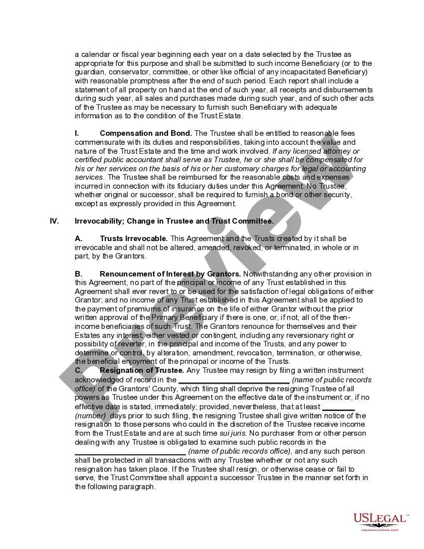 Preview Multiple Trusts for Children -- Trust Agreement for Minor Qualifying for Annual Gift-Tax Exclusion
