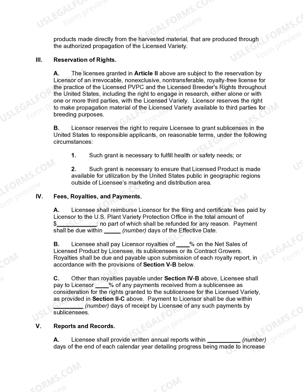 Preview Plant License Agreement
