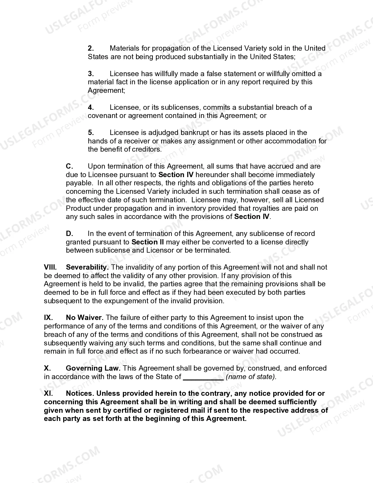 Preview Plant License Agreement