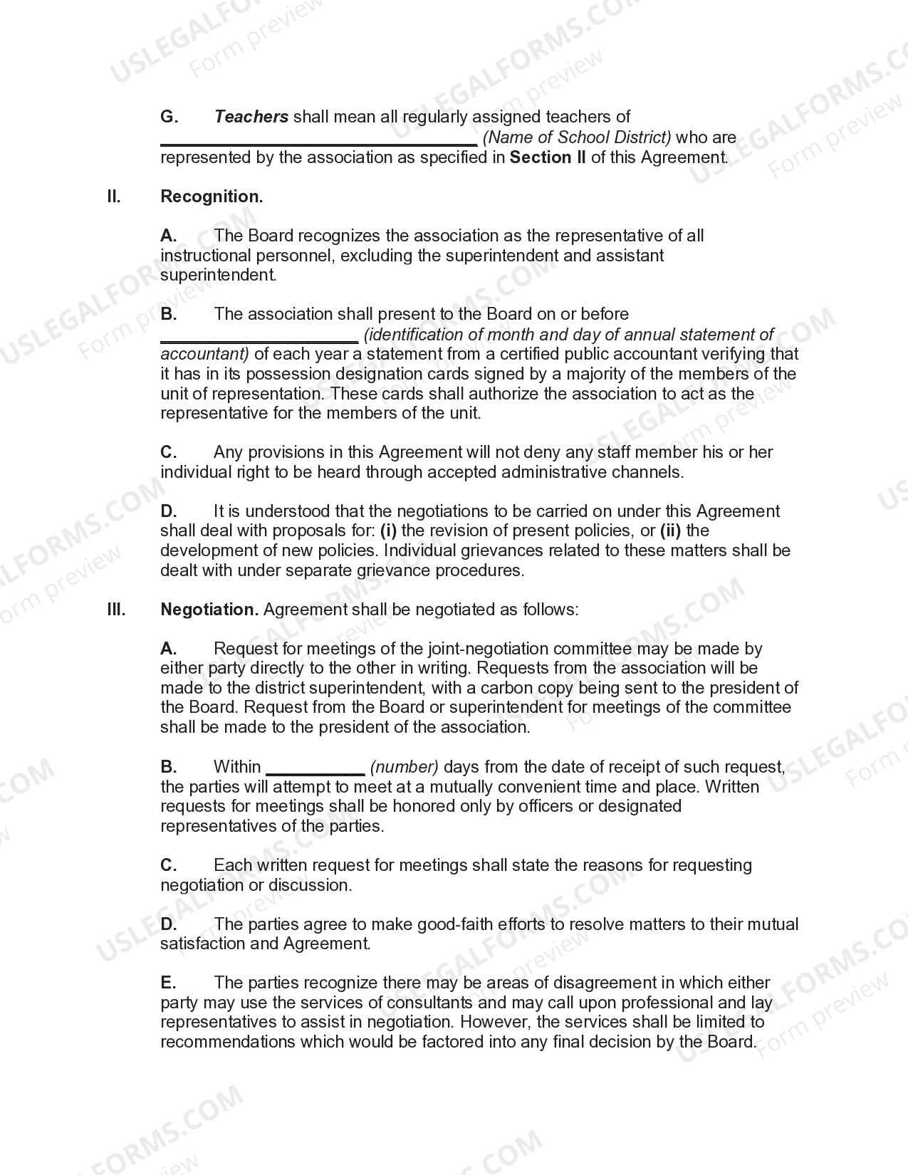 Arkansas Collective Bargaining Agreement Between School District and