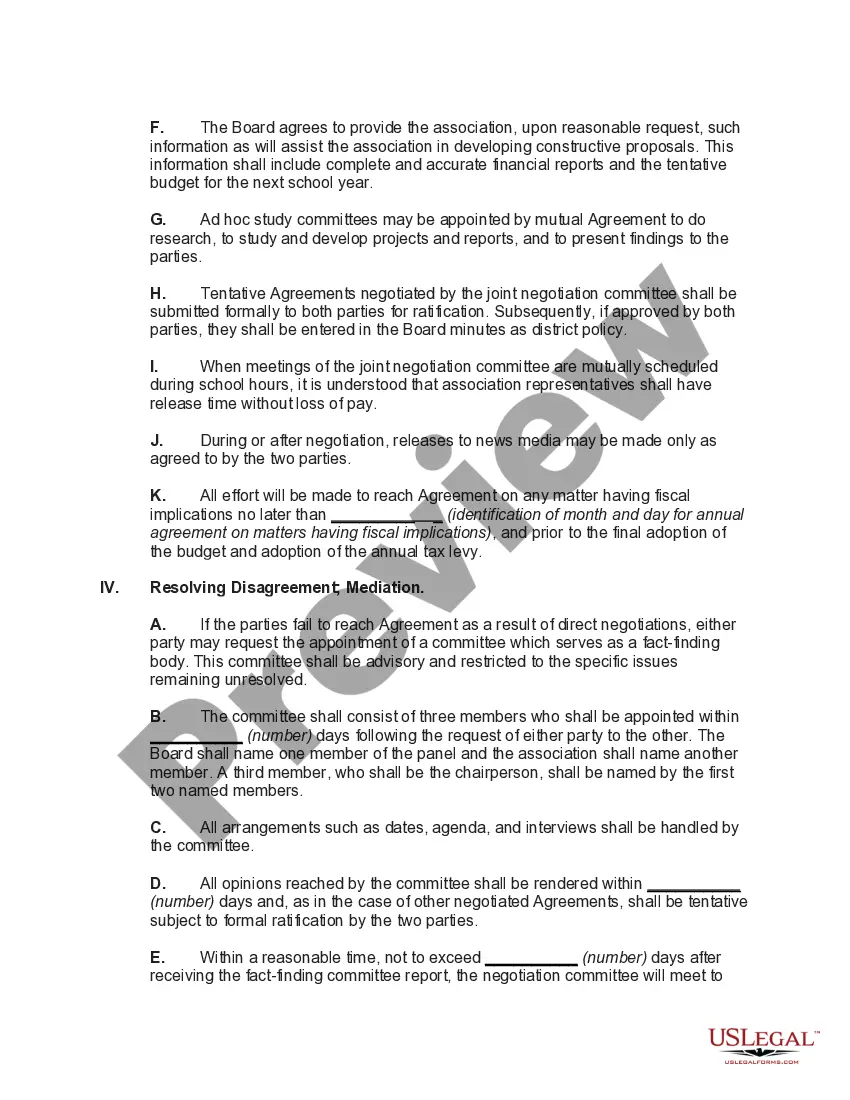 Preview Collective Bargaining Agreement Between School District and Community Teachers' Association