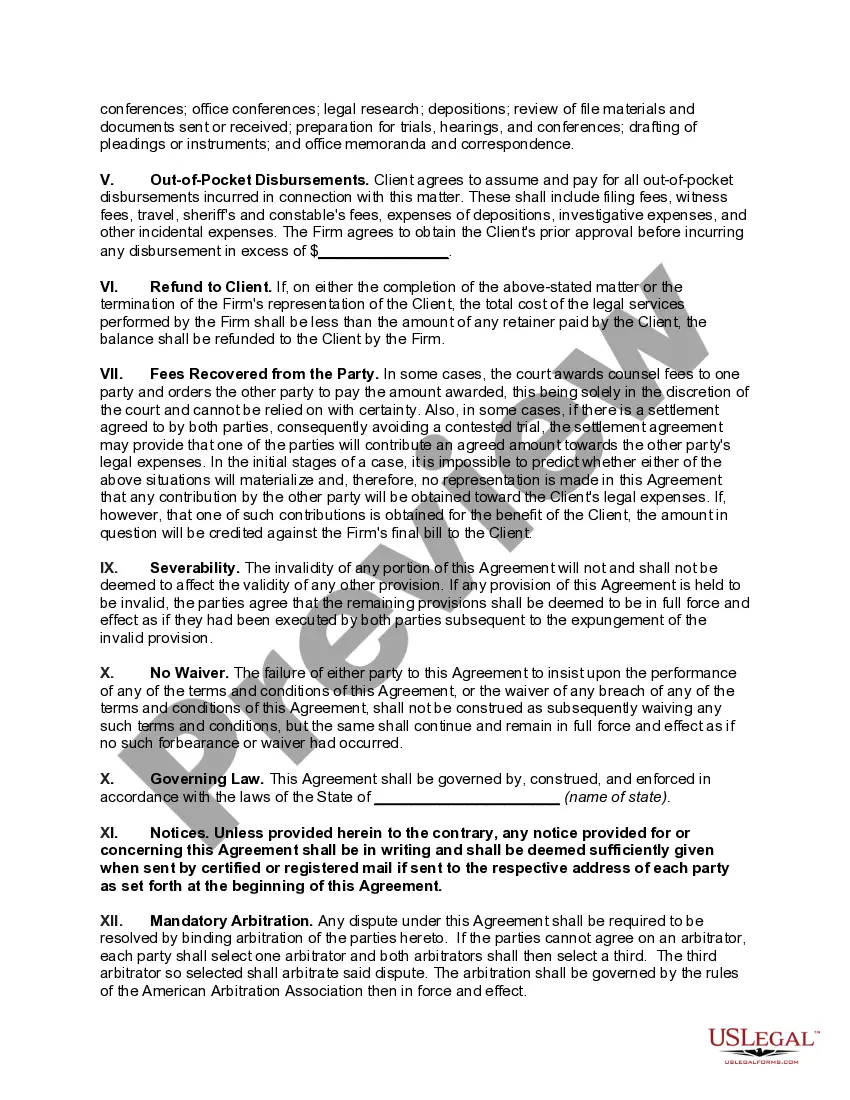 Preview Contract to Employ Law Firm on a Non-Contingent Fee with Disclosure by Firm to Client