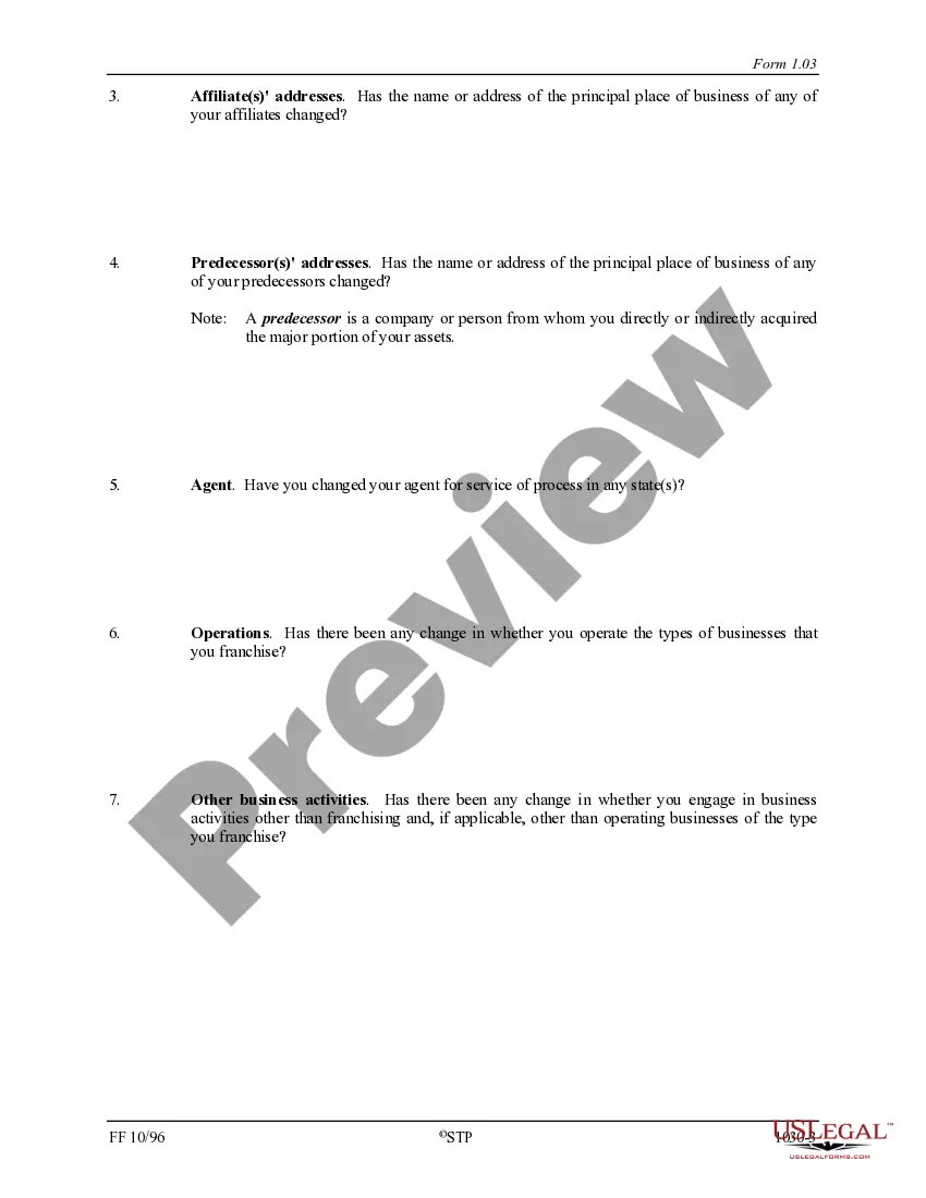 Get Franchise Registration Renewal Questionnaire Preview Franchise Registration Renewal Questionnaire