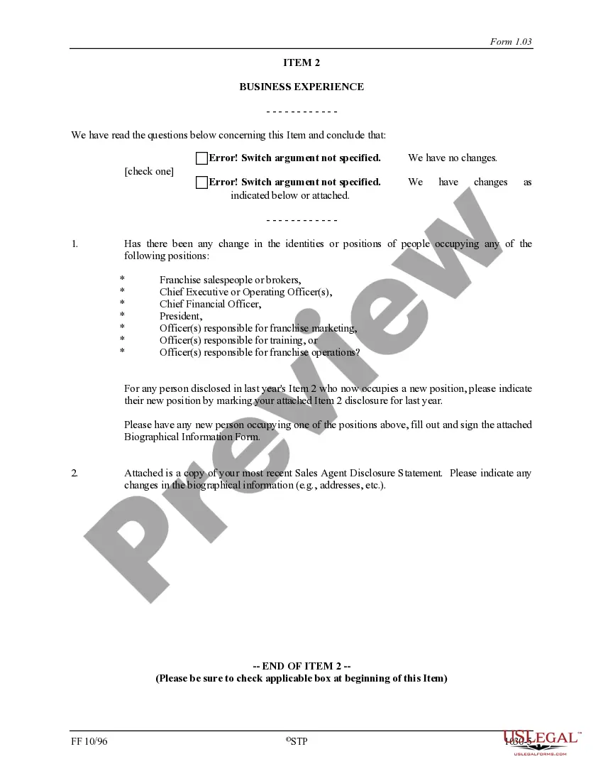 Get Franchise Registration Renewal Questionnaire Preview Franchise Registration Renewal Questionnaire