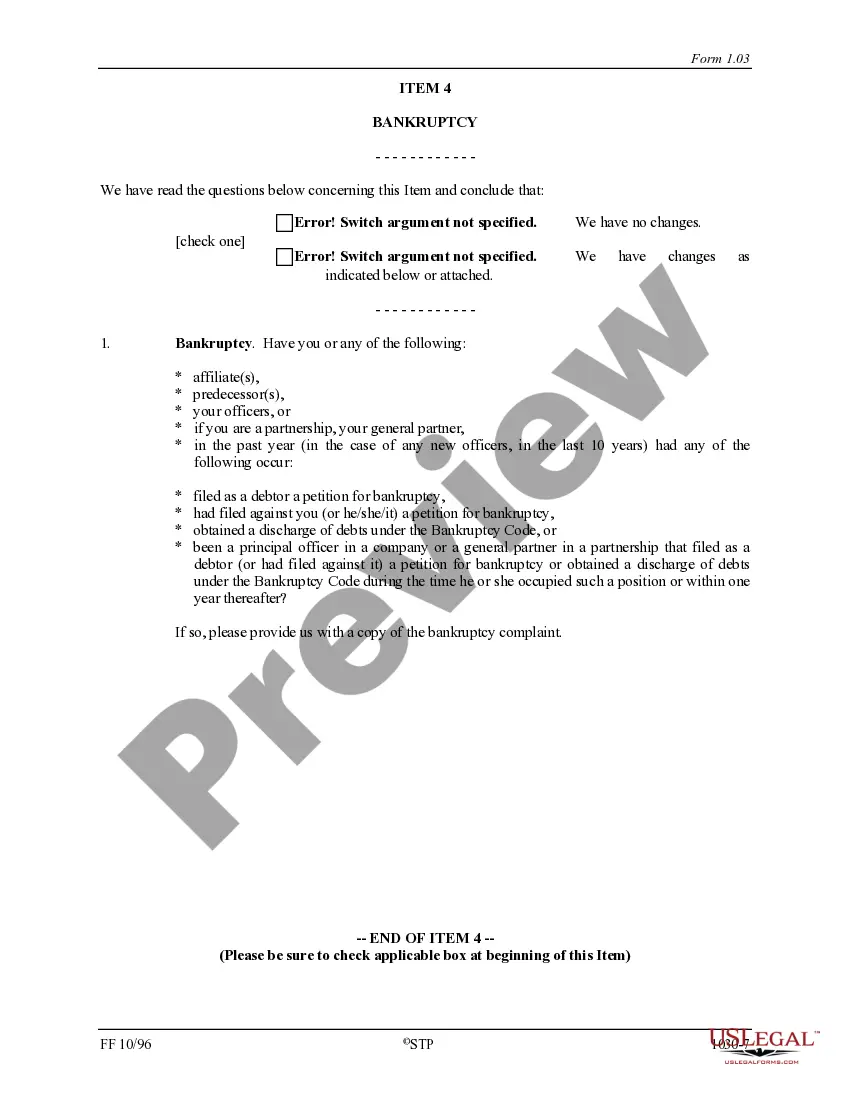 Get Franchise Registration Renewal Questionnaire Preview Franchise Registration Renewal Questionnaire