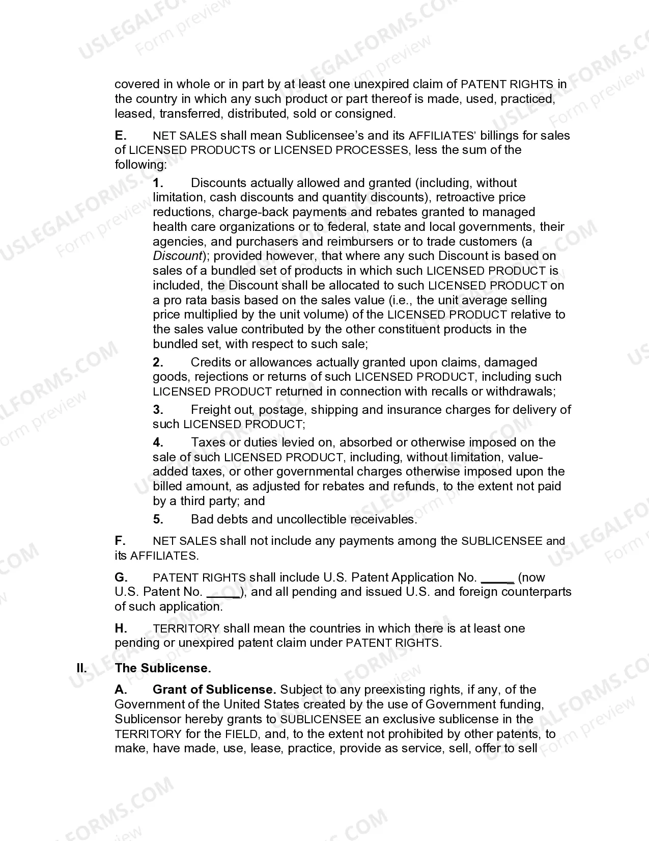Preview Exclusive Patent Sublicense Agreement