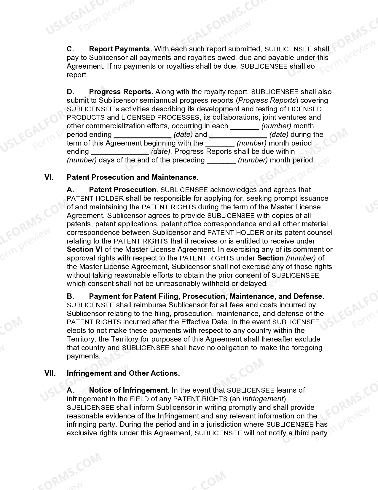 Preview Exclusive Patent Sublicense Agreement