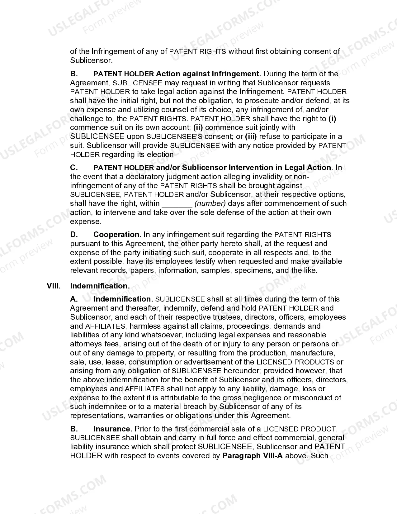 Preview Exclusive Patent Sublicense Agreement