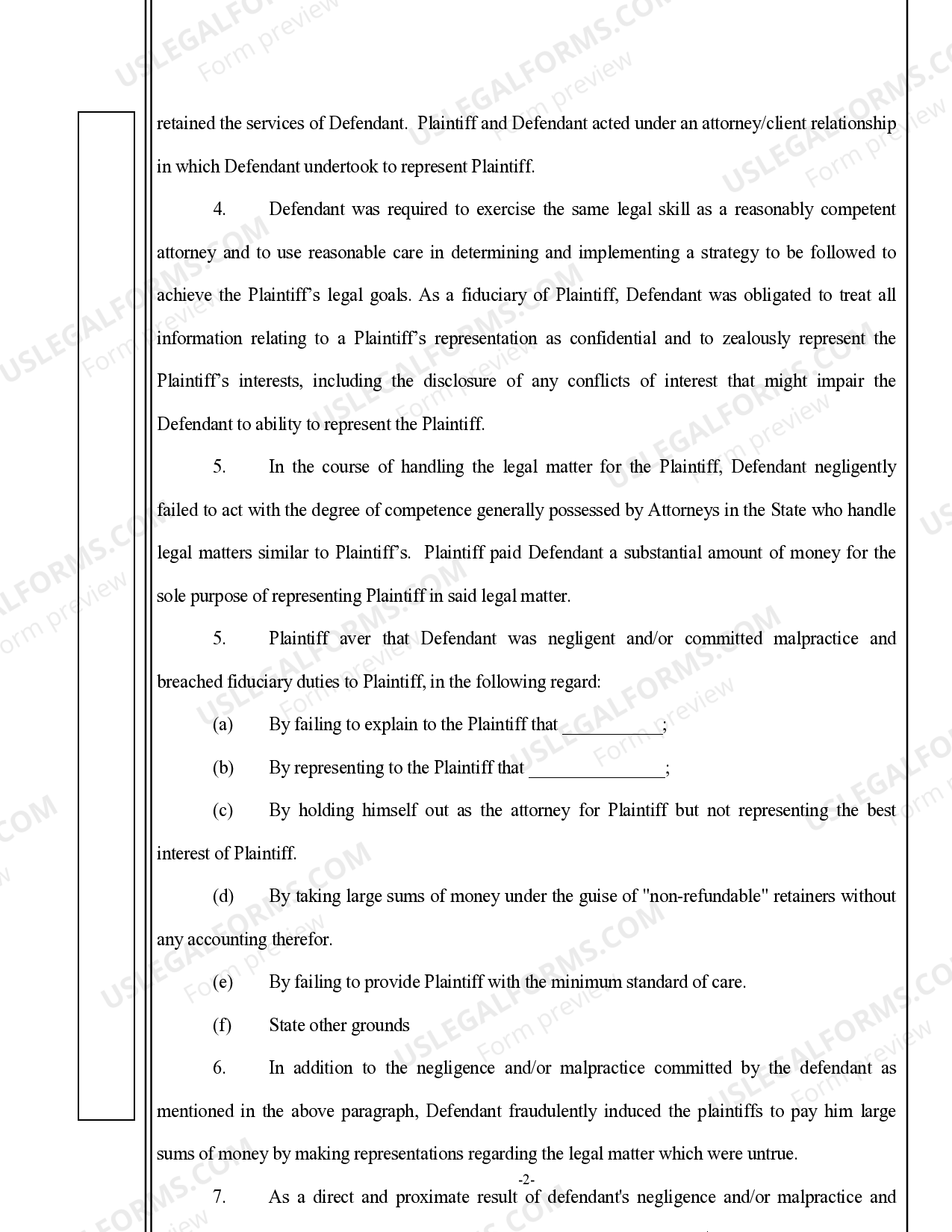 Complaint For Legal Malpractice General Form US Legal Forms complaint-for-legal-malpractice-general-form-us-legal-forms