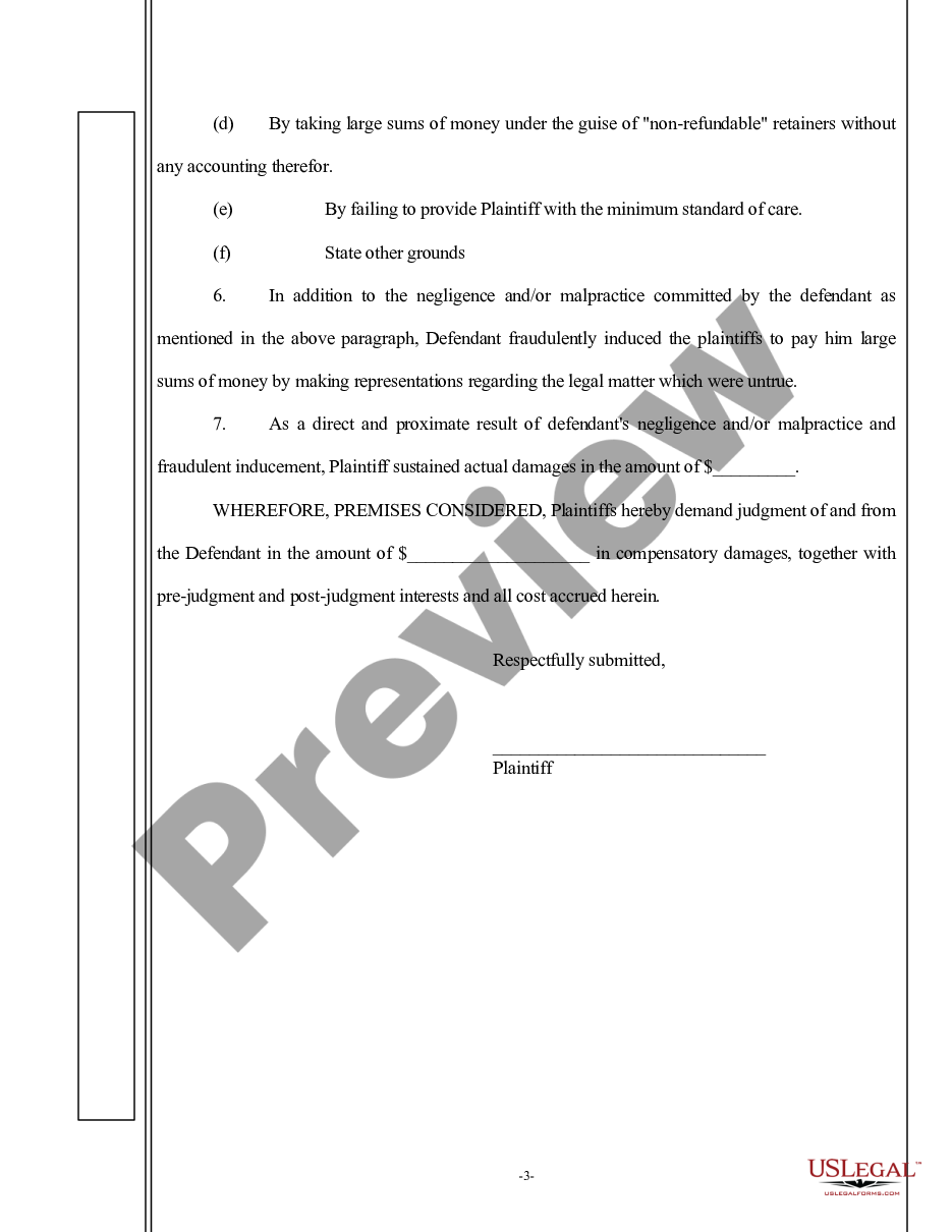 page 2 Complaint for Legal Malpractice - General Form preview