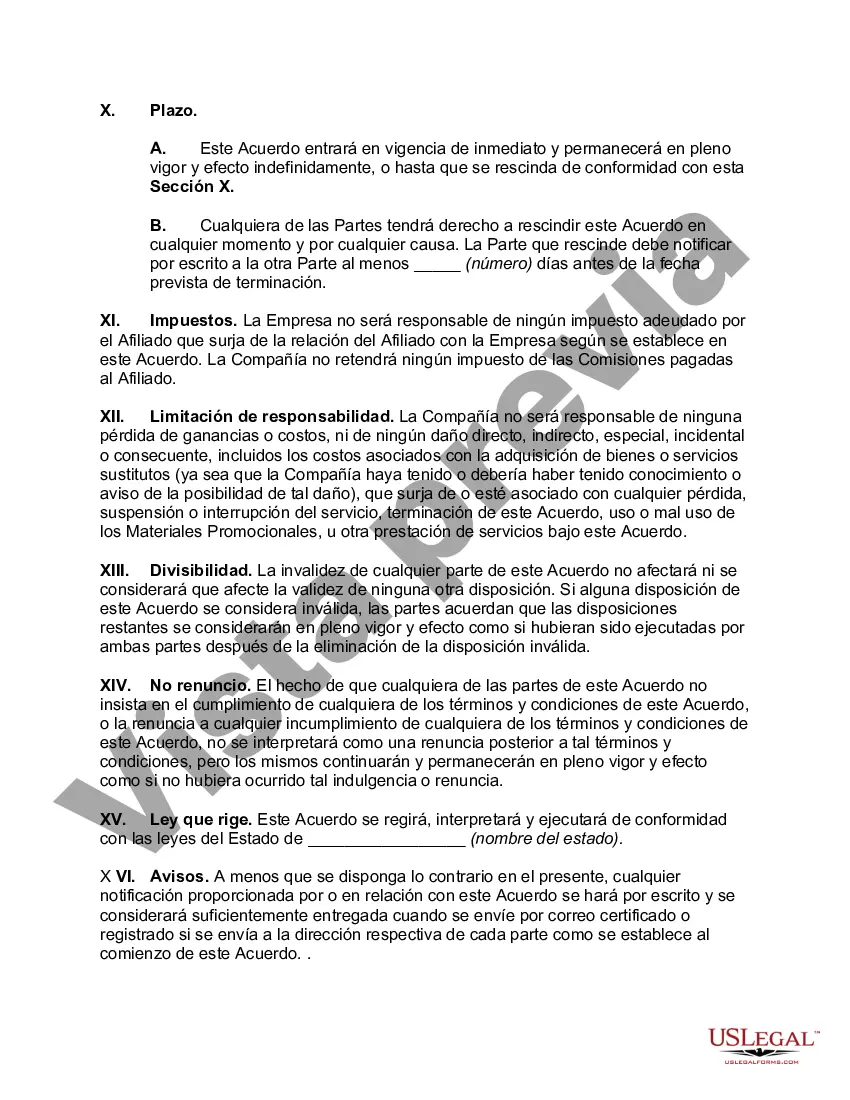 Preview Acuerdo de afiliación del sitio web