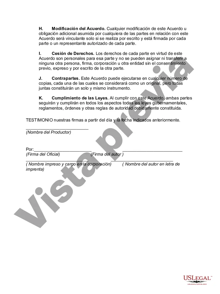 Preview Opción de comprar los derechos de una novela
