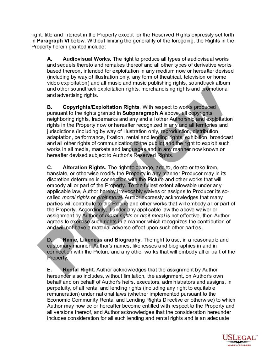 page 2 Option to Purchase Rights to a Novel preview